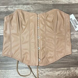 Urban outfitters corset faux leather sand nude size extra large